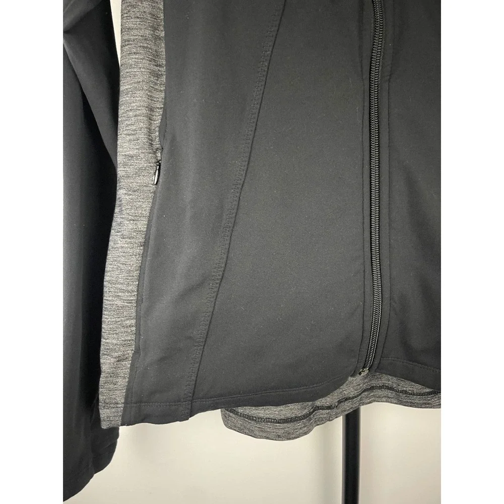 Athleta Black Heather Grey Panel Full Zip Sport Jacket Women's Size L Activewear